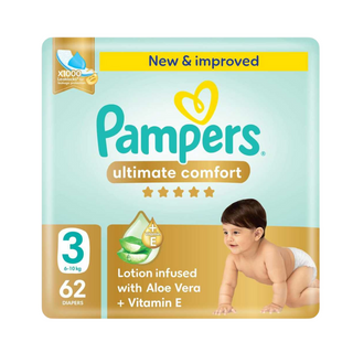 Pampers - Ultimate Comfort No 3 Lotion Infused With Aloe Vera & Vitamin E Size 6-10 kg Diapers