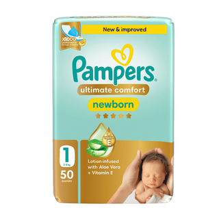Pampers - Ultimate Comfort No 1 Lotion Infused With Aloe Vera & Vitamin E Size 2-5 kg Diapers