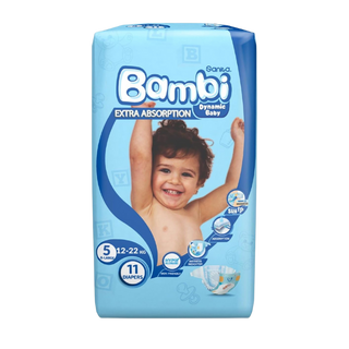 Sanita Bambi Extra Absorption X-Large No. 5 Size (12-22 Kg) Diapers